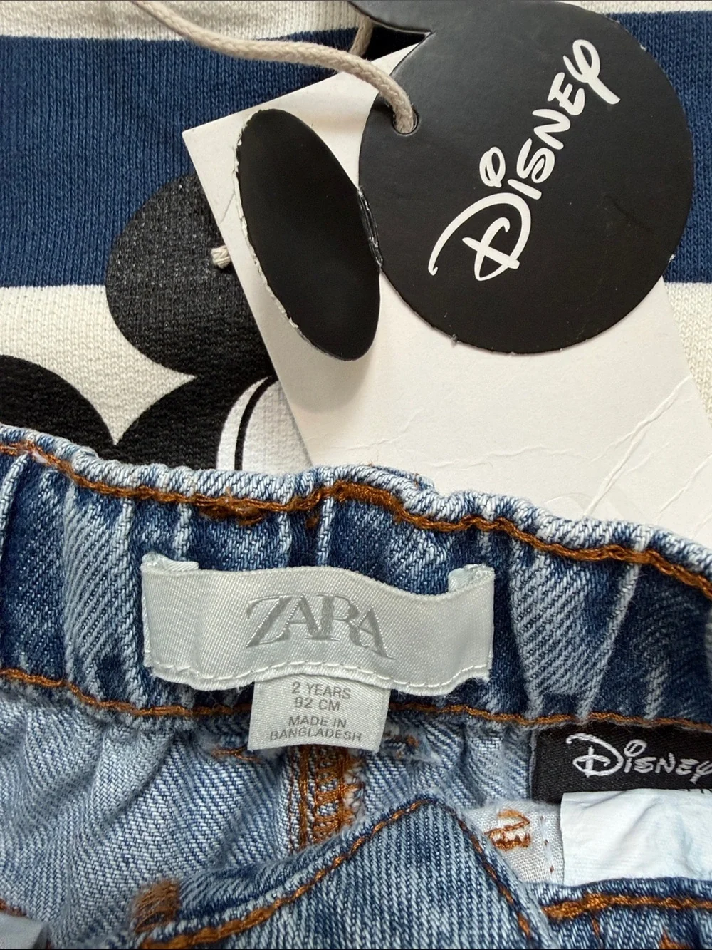 New NWT Mickey Mouse Navy & White Striped Sweatshirt Set